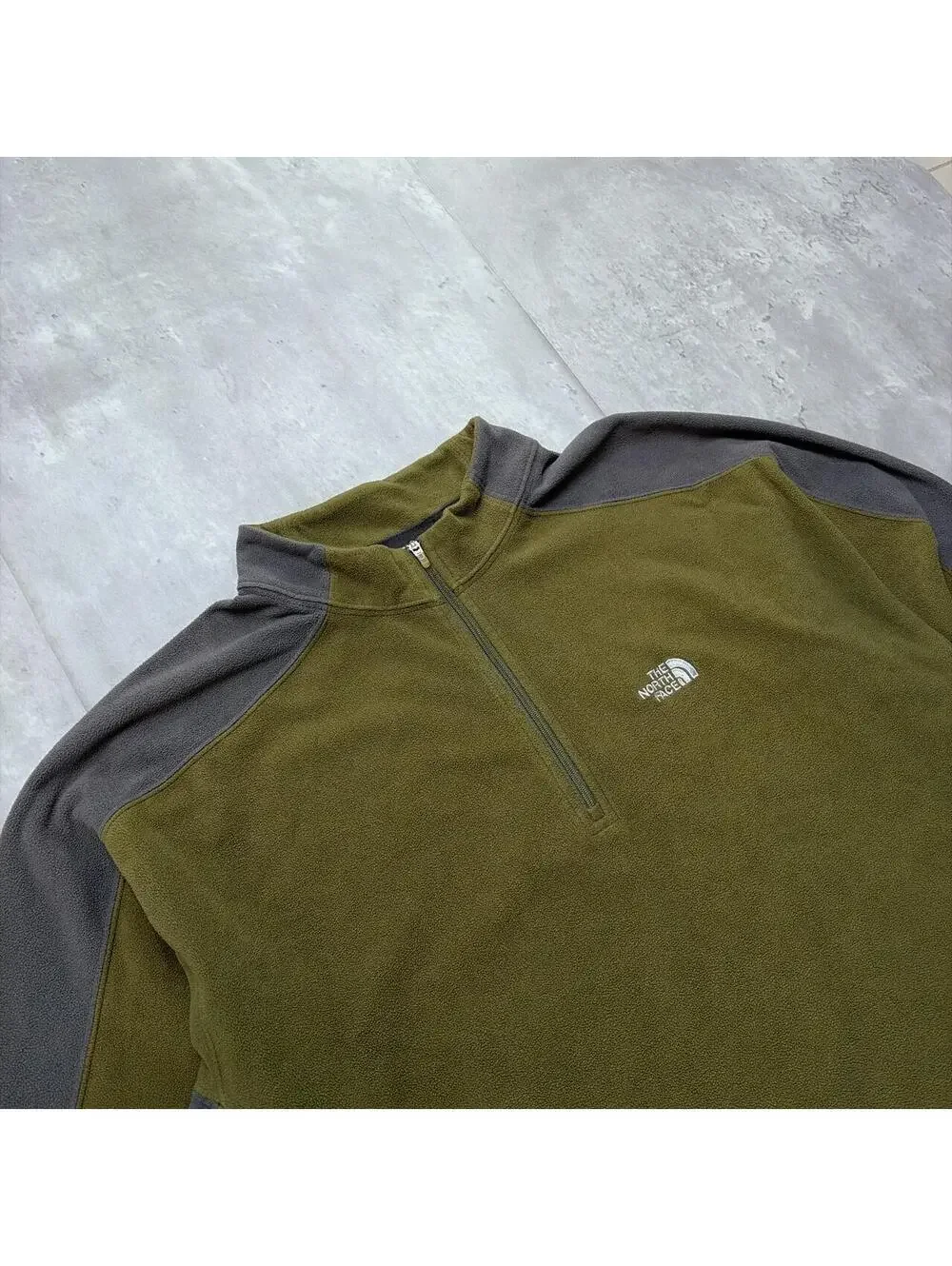 Y2K Olive Green The North Face Fleece Quarter Zip Sweater